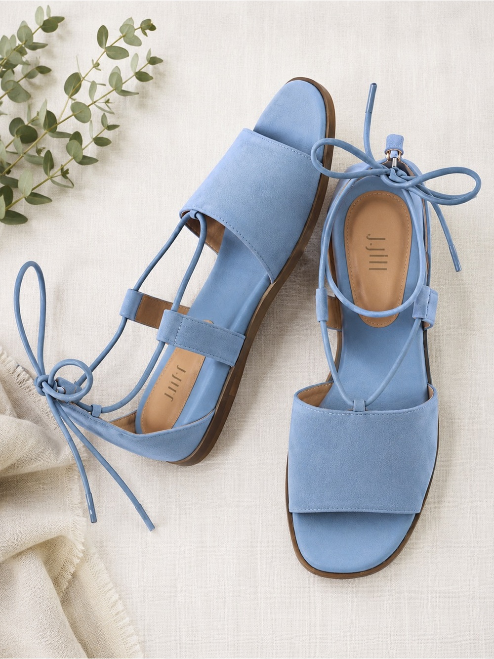 J. Jill Blue Suede Lace-Up Women’s Size 8 Ankle Wrap Gladiator Flat Sandals